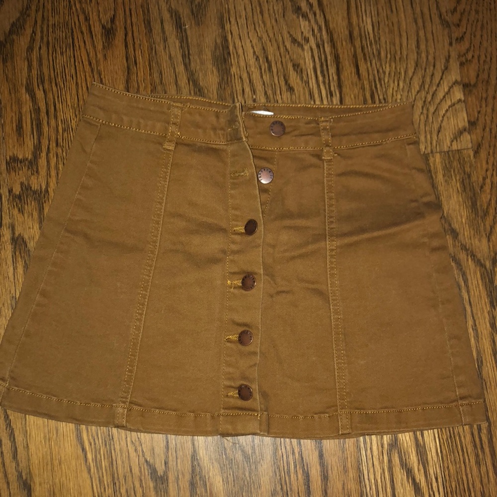 Brown, button up skirt.